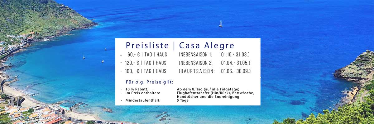 Ferienhaus Azoren | Preise | Santa Maria